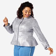 C Wonder Metallic Knit Ruffle Jacket