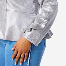 C Wonder Metallic Knit Ruffle Jacket