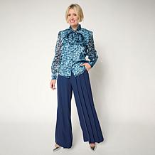 C Wonder Pleated Crepe Wide Leg Trouser Pant