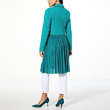 C Wonder Runway Collection Scuba Knit Pleated Duster Length Topper