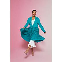 C Wonder Runway Collection Scuba Knit Pleated Duster Length Topper