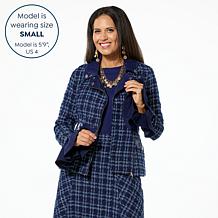 C Wonder Tweed and Faux Leather Moto Jacket