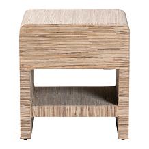Callan Bohemian Nightstand with Woven Grasscloth