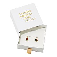 Canadian Ammolite and White Topaz Drop Earrings