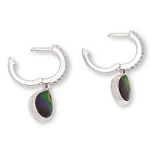 Canadian Ammolite Gem Sterling Silver Ammolite & White Topaz Earrings