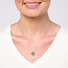 Canadian Ammolite Gems Ammolite and Keshi Pearl Pendant with Chain