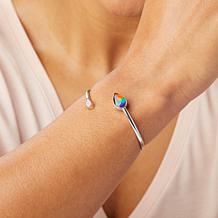Canadian Ammolite Gems Ammolite and White Topaz Bangle Bracelet