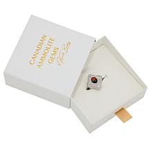 Canadian Ammolite Gems Ammolite and White Topaz Flower Ring