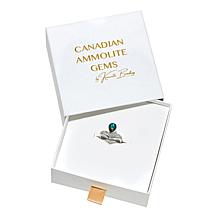 Canadian Ammolite Gems Ammolite Pear and White Topaz Ring