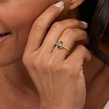 Canadian Ammolite Gems Ammolite Triplet Gold-Plated Clover-Shaped Ring