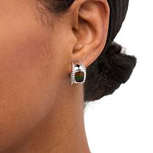 Canadian Ammolite Gems Cushion-Cut Ammolite Hoop Earrings