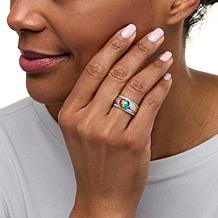 Canadian Ammolite Gems Cushion-Cut Ammolite Sterling Silver Ring