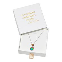 Canadian Ammolite Gems Oval Ammolite and Multigem Pendant with Chain