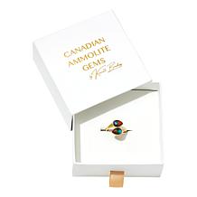 Canadian Ammolite Gems Pear-Shape Ammolite 2-Stone Bypass Ring