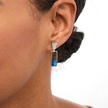Canadian Ammolite Gems Rectangular Ammolite Drop Earrings