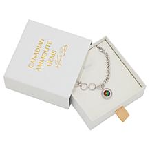 Canadian Ammolite Gems Round Ammolite Charm Toggle Bracelet