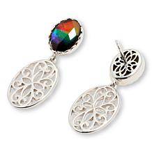 Canadian Ammolite Gems Sterling Silver Ammolite Filigree Drop Earrings