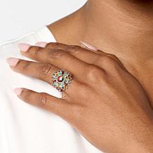 Canadian Ammolite Gems Sterling Silver Multigemstone Flower Ring