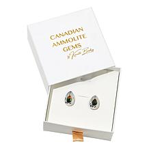 Canadian Ammolite Gems Sterling Silver Pear-Shape Ammolite Earrings