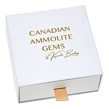 Canadian Ammolite Gems Sterling Silver Round Ammolite Hammered Ring