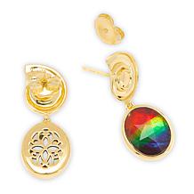 Canadian Ammolite Gems Sterling Silver Statement Dangle Earrings