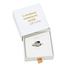 Canadian Ammolite Gems Sterling Silver Two-Piece Twisted Ring Set
