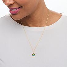 Canadian Ammolite Gems Trilliant-Cut Ammolite and White Topaz Pendant