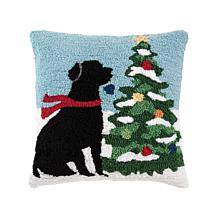 C&F Home Dog & Christmas Tree 18" x 18" Hooked Throw Pillow