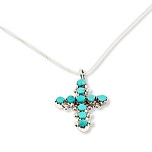 Chaco Canyon Campitos Turquoise Cross Pendant with  18" Chain