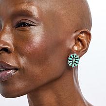 Chaco Canyon Campitos Turquoise Sterling Silver Cluster Earrings