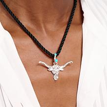 Chaco Canyon Campitos Turquoise Sterling Silver Cow Skull Charm