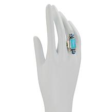 Chaco Canyon Kingman Turquoise and Swiss Blue Topaz Elongated Ring