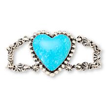 Chaco Canyon Kingman Turquoise Heart-Design Rolo-Chain Bracelet