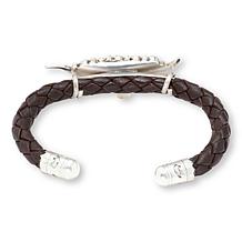 Chaco Canyon Longhorn Leather Cuff with Sleeping Beauty Turquoise