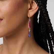 Chaco Canyon Metal Matrix Purple Turquoise Bar Drop Earrings