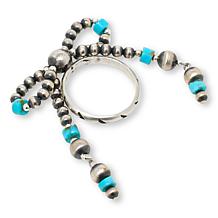 Chaco Canyon "Navajo Pearls" and Turquoise Bead Bow Ring