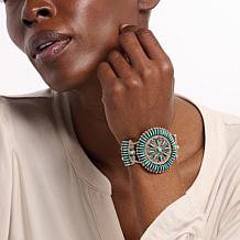 Chaco Canyon Needlepoint Kingman Turquoise Cuff Bracelet
