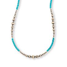 Chaco Canyon Sleeping Beauty Turquoise and Silver Bead 100" Necklace