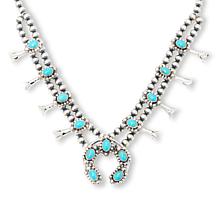 Chaco Canyon Sleeping Beauty Turquoise Petite Squash Blossom Necklace