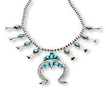 Chaco Canyon Sleeping Beauty Turquoise Squash Blossom Station Necklace