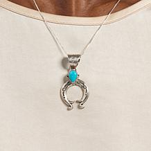 Chaco Canyon Sleeping Beauty Turquoise Stamped Naja Pendant