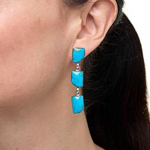 Chaco Canyon Sterling Silver 3-Stone Kingman Turquoise Drop Earrings