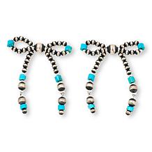 Chaco Canyon Sterling Silver Bead and Turquoise Bow Design Earrings