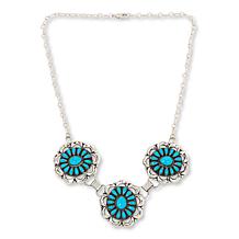 Chaco Canyon Sterling Silver Campitos Turquoise Cluster Necklace