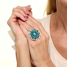 Chaco Canyon Sterling Silver Campitos Turquoise Cluster Ring