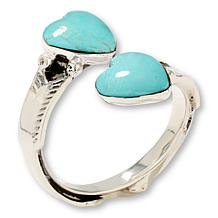 Chaco Canyon Sterling Silver Campitos Turquoise Heart Bypass Ring