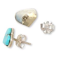 Chaco Canyon Sterling Silver Campitos Turquoise Heart Stud Earrings