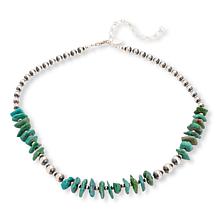 Chaco Canyon Sterling Silver Green Kingman Turquoise Chip Necklace 