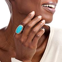 Chaco Canyon Sterling Silver Kingman Turquoise Elongated Oval Ring