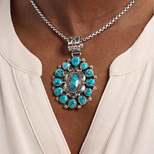 Chaco Canyon Sterling Silver Multi-Turquoise Oval Cluster Pendant